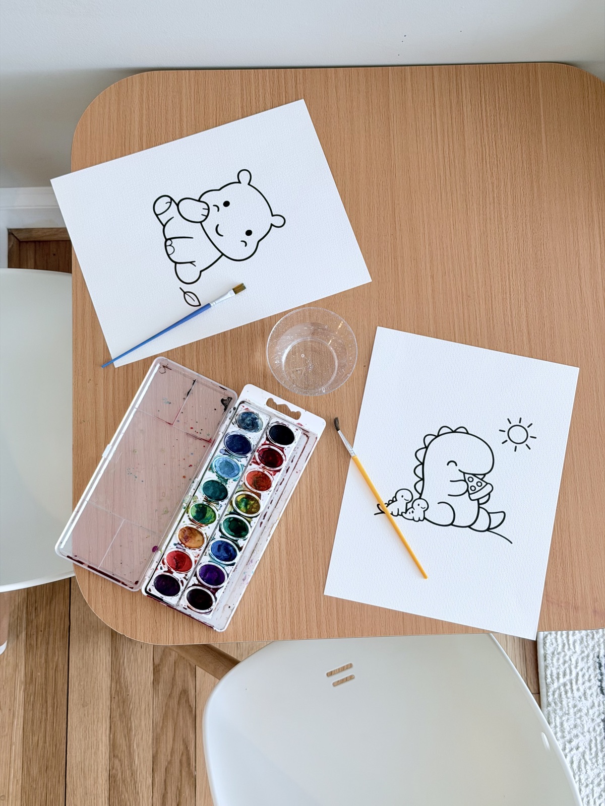 A watercolor-painted Colorín coloring page