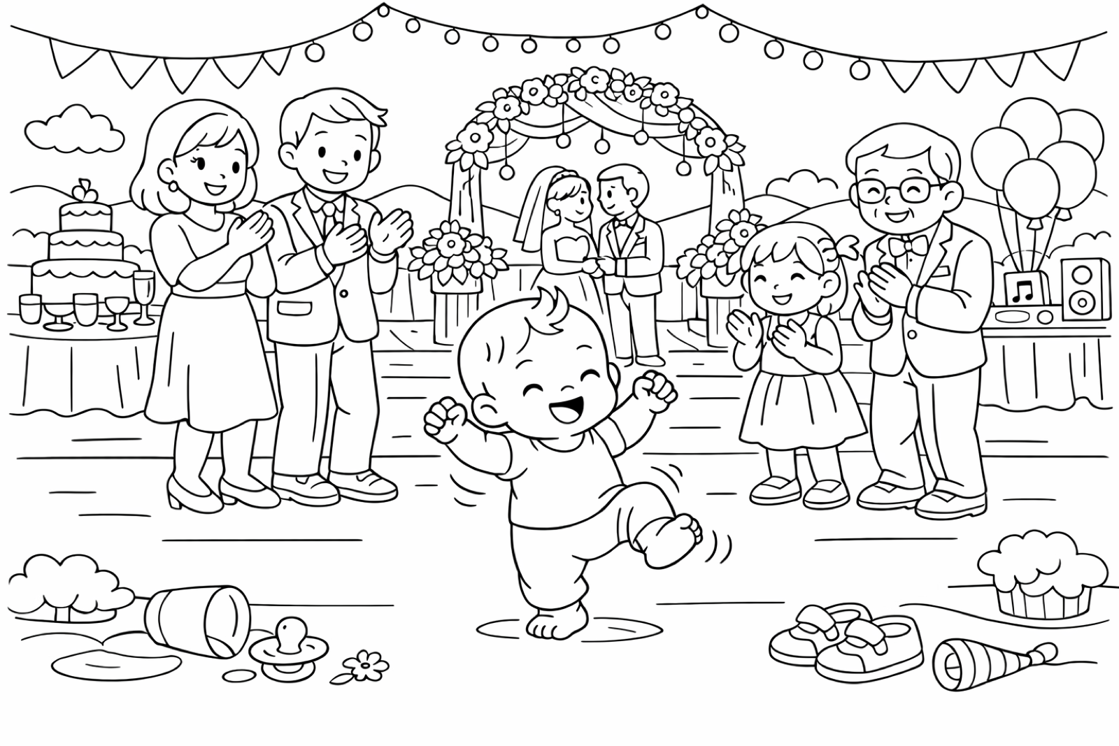 Un bebé bailando en una boda