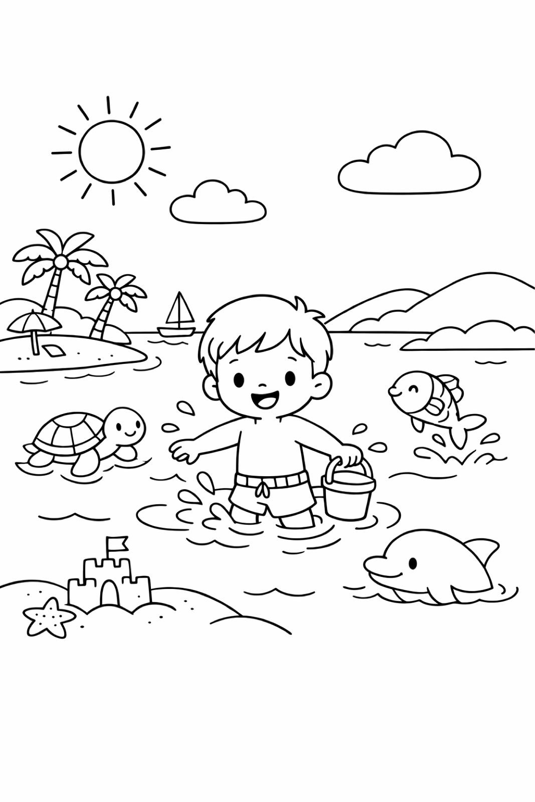 A little boy playing in Megan's Bay