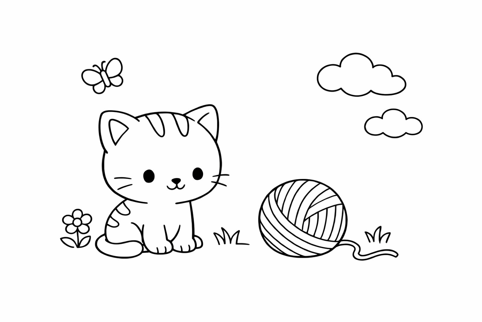 A cat with a ball of yarn