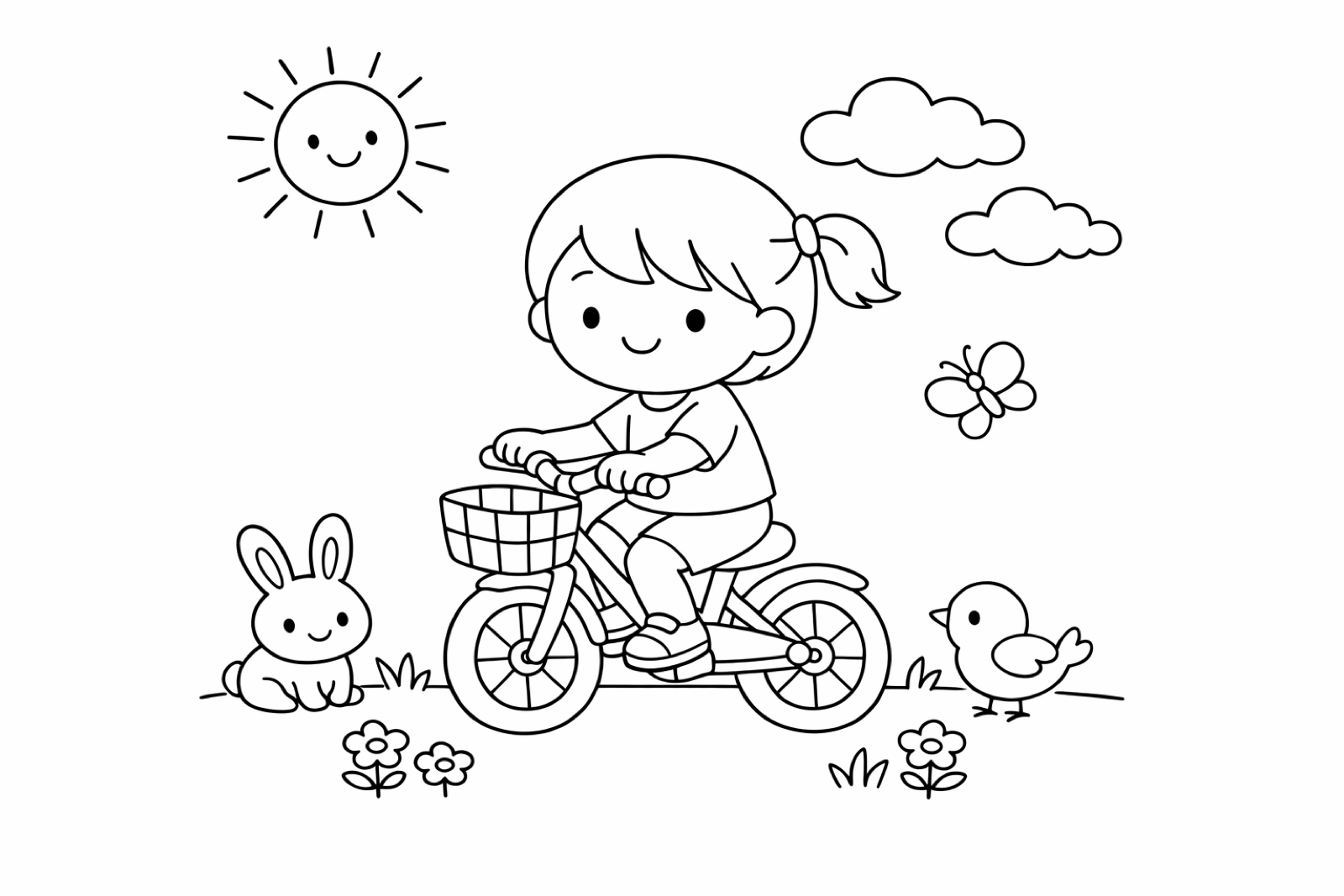 A little girl riding a bicycle