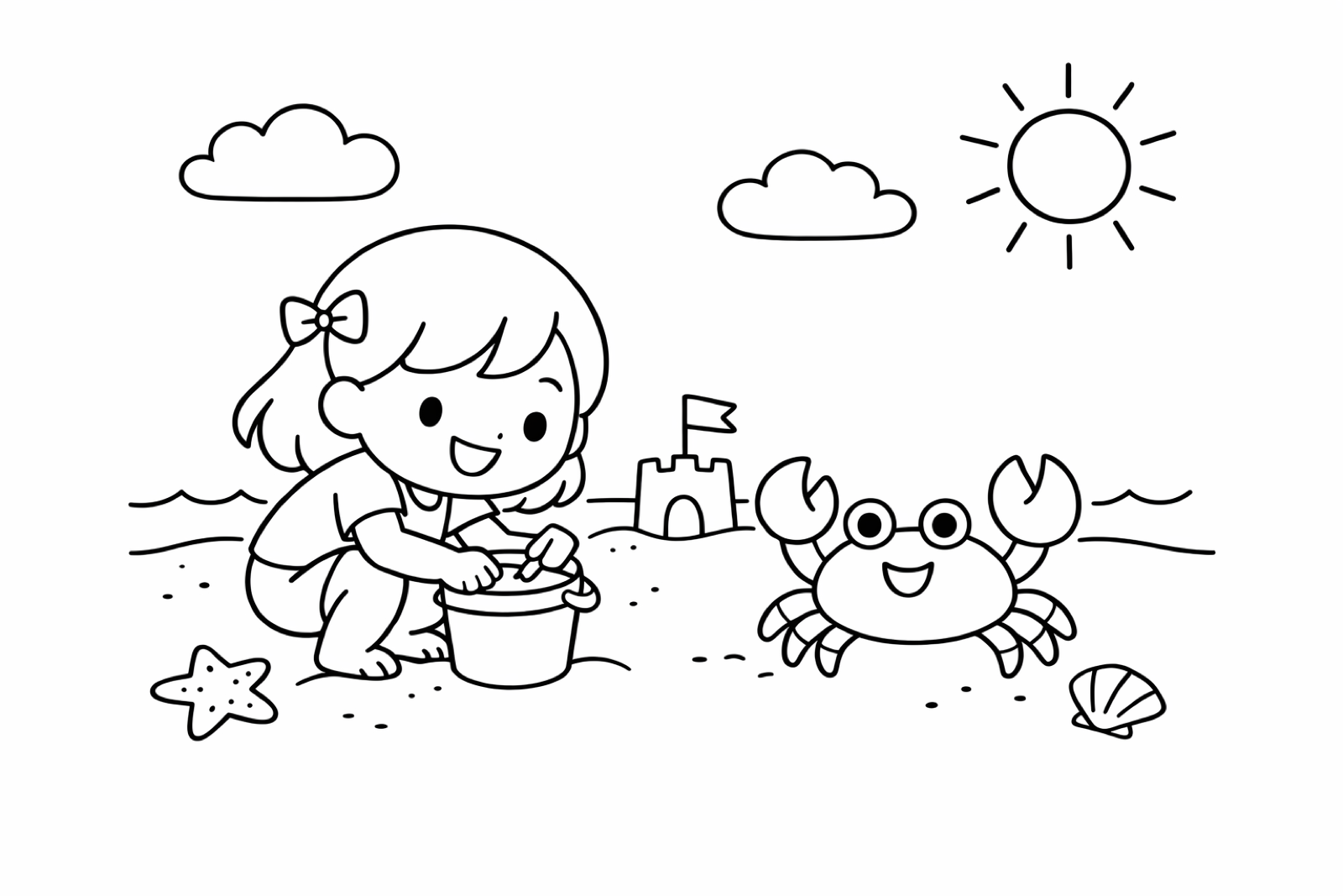 A girl and a crab having fun