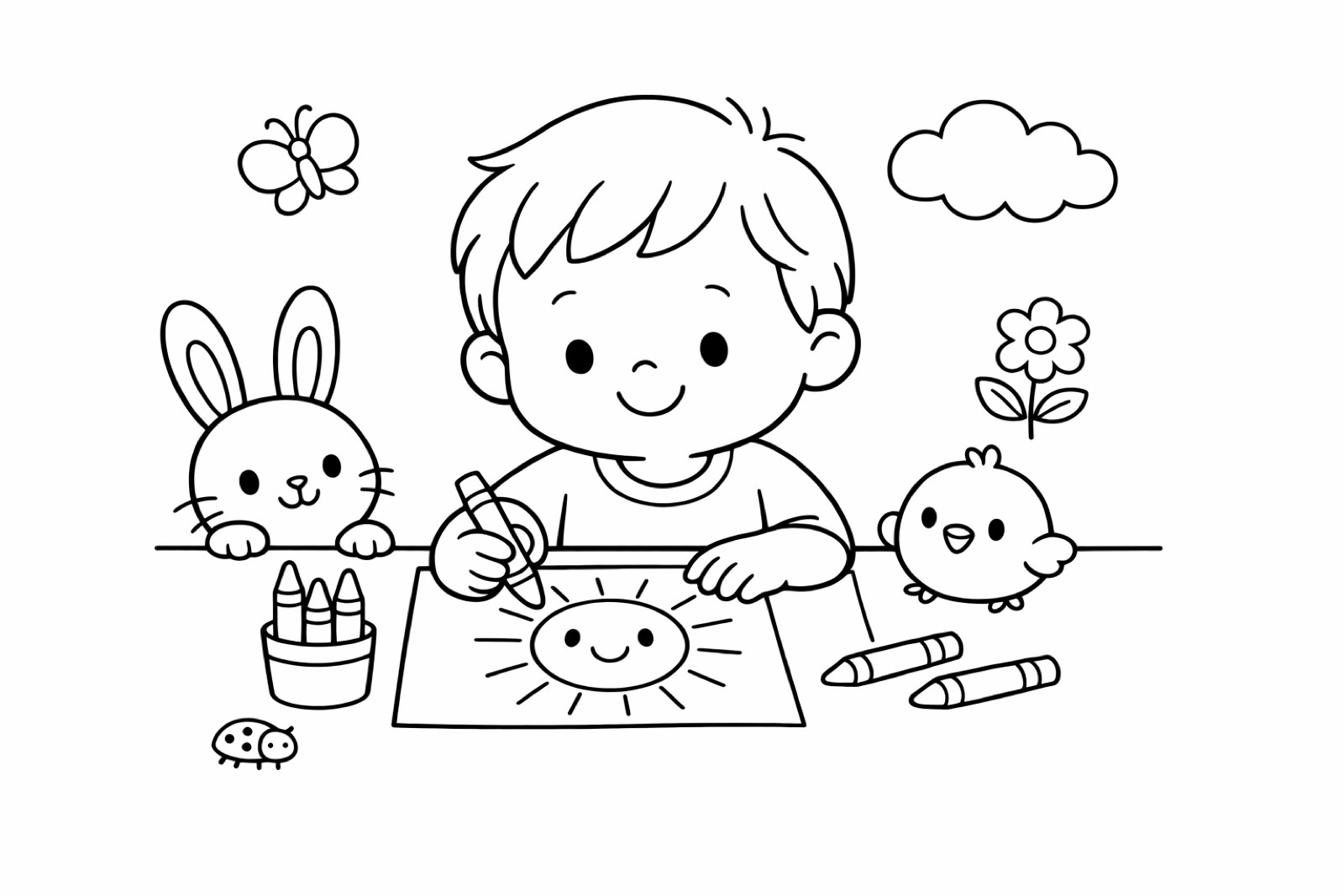 A toddler coloring