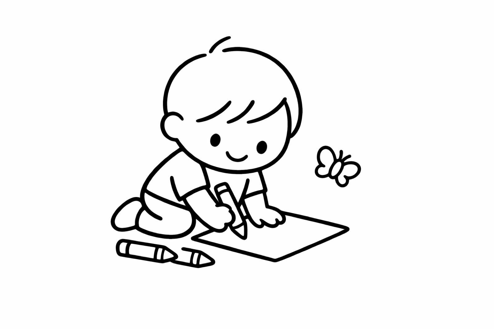 A toddler coloring