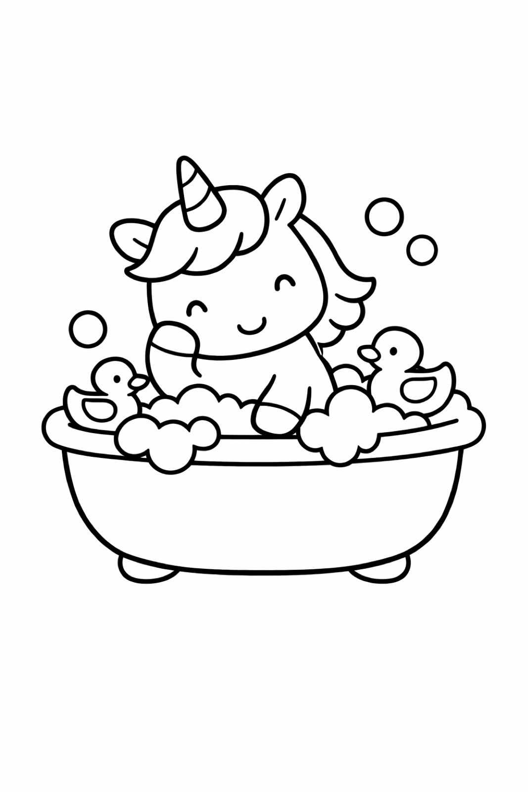 A unicorn taking a bubble bath