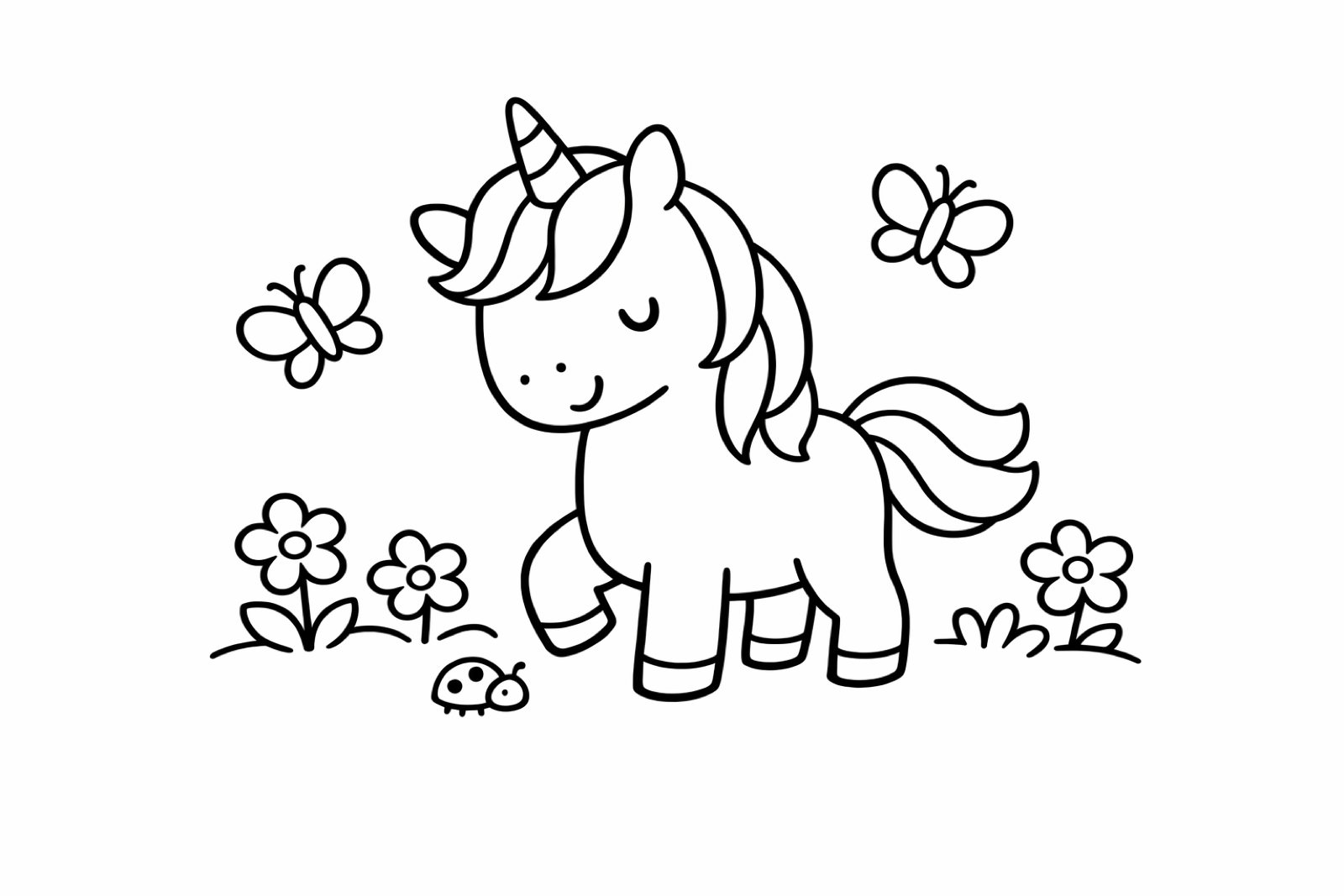 A unicorn with a rainbow mane and tail
