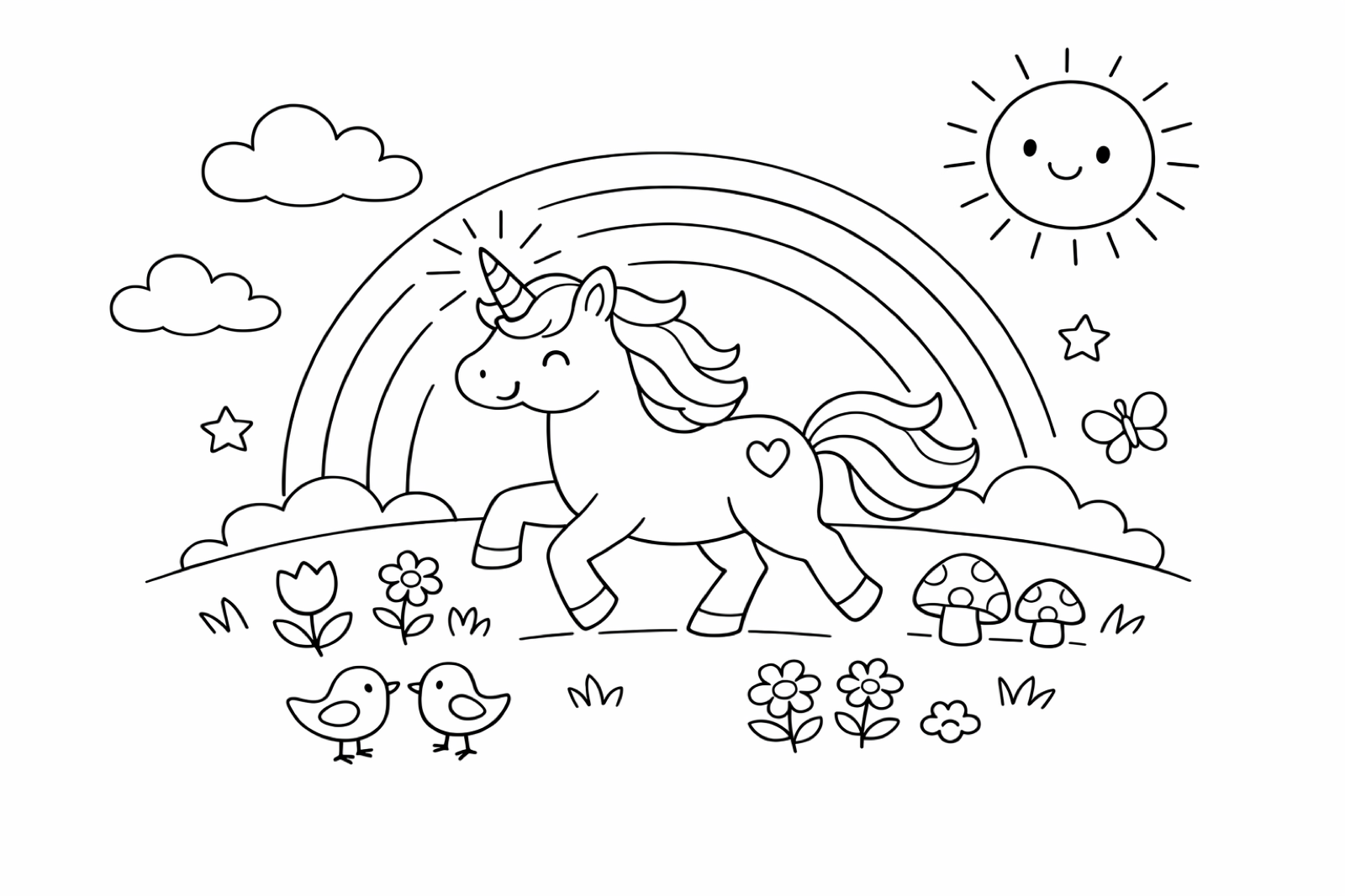 A magical unicorn in a rainbow